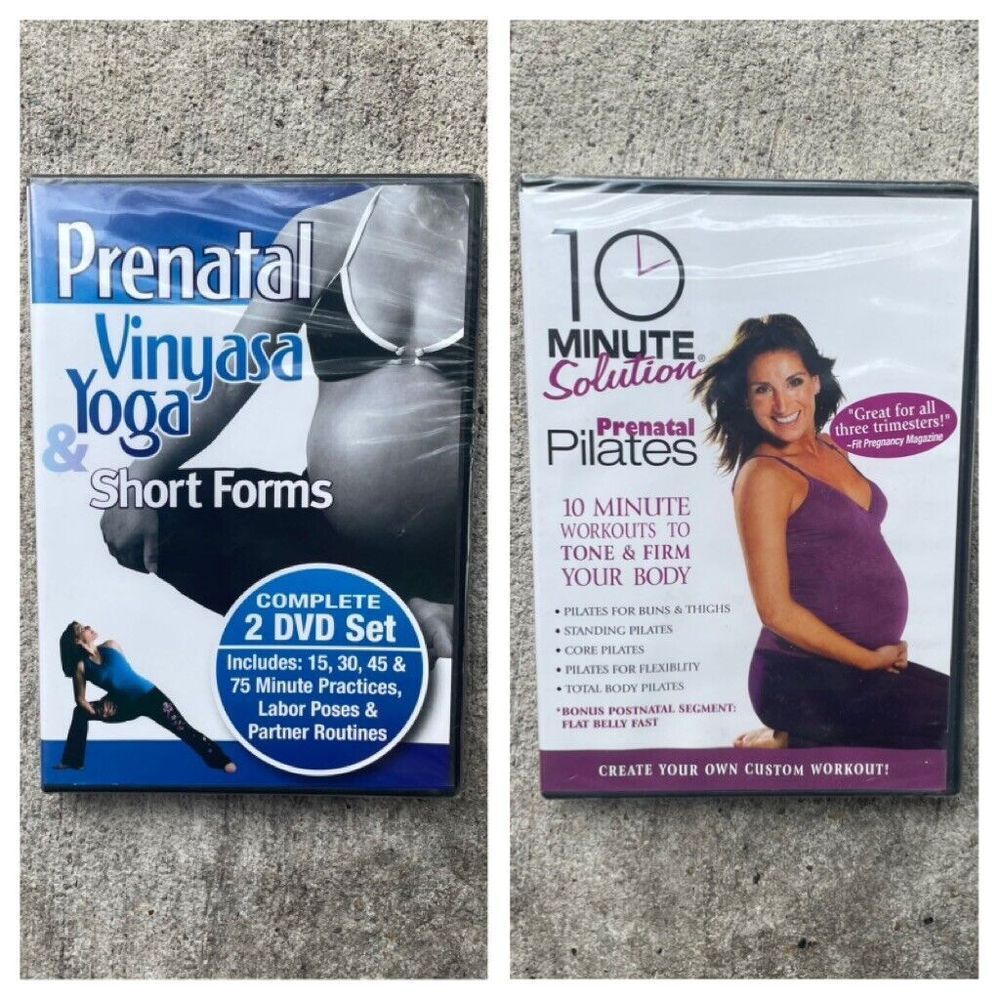 Lot of‎ 2 Prenatal DVD Sets Pilates & Vinyasa Yoga Short Forms Beginners SEALED